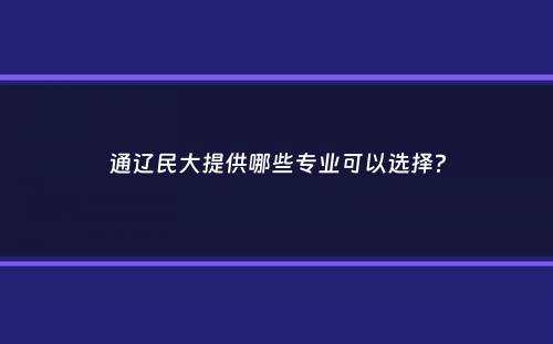 通辽民大提供哪些专业可以选择？