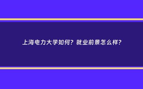 上海电力大学如何？就业前景怎么样？