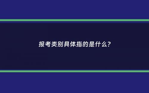 报考类别具体指的是什么？