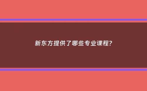 新东方提供了哪些专业课程？