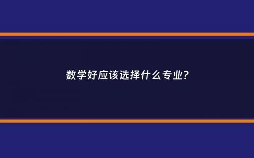 数学好应该选择什么专业？