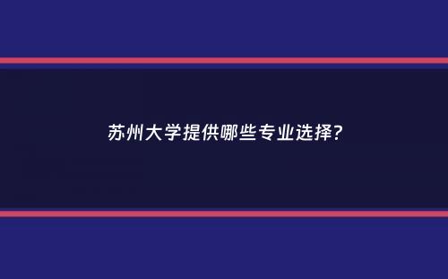 苏州大学提供哪些专业选择？