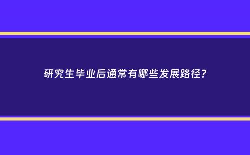 研究生毕业后通常有哪些发展路径？