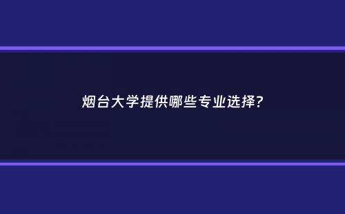 烟台大学提供哪些专业选择？