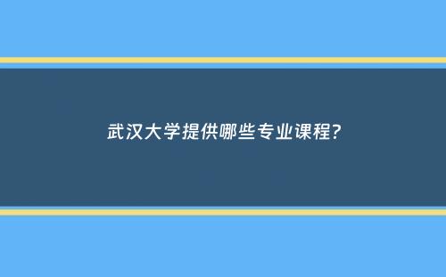 武汉大学提供哪些专业课程？