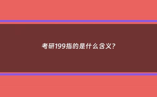 考研199指的是什么含义？