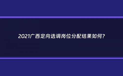 2021广西定向选调岗位分配结果如何？