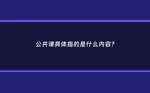 公共课具体指的是什么内容？