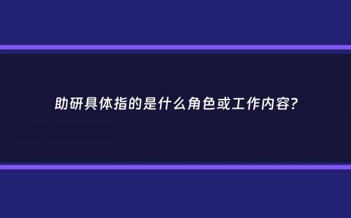 助研具体指的是什么角色或工作内容？