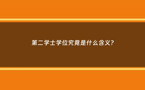 第二学士学位究竟是什么含义？