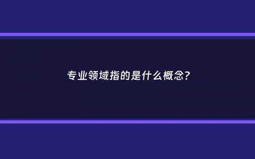 专业领域指的是什么概念？