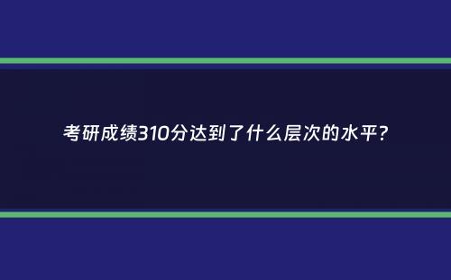 考研成绩310分达到了什么层次的水平？