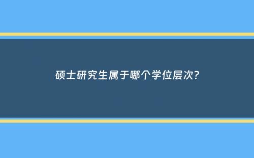 硕士研究生属于哪个学位层次？