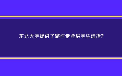 东北大学提供了哪些专业供学生选择？