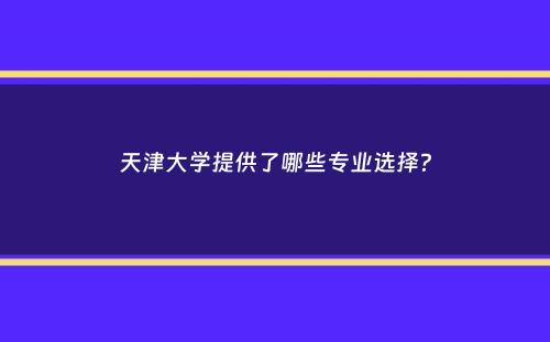 天津大学提供了哪些专业选择？