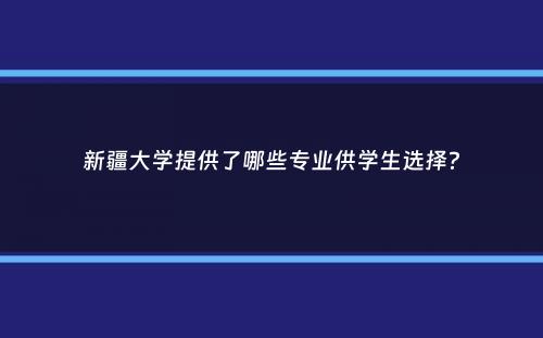 新疆大学提供了哪些专业供学生选择？