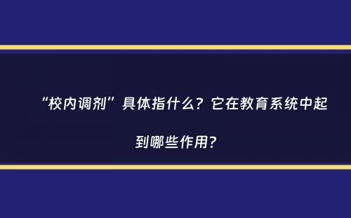 “校内调剂”具体指什么？它在教育系统中起到哪些作用？