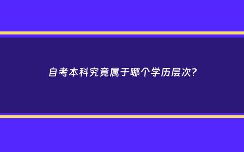 自考本科究竟属于哪个学历层次？