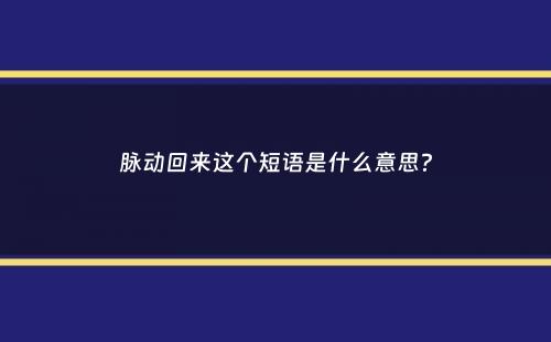 脉动回来这个短语是什么意思？