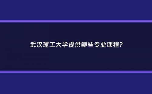 武汉理工大学提供哪些专业课程？