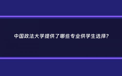 中国政法大学提供了哪些专业供学生选择？