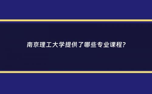 南京理工大学提供了哪些专业课程？