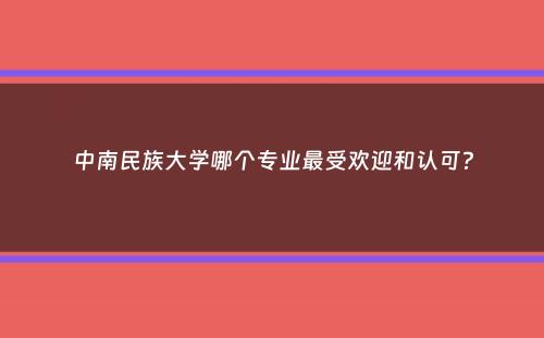 中南民族大学哪个专业最受欢迎和认可？