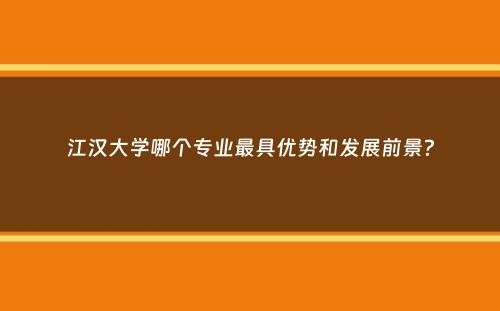 江汉大学哪个专业最具优势和发展前景？