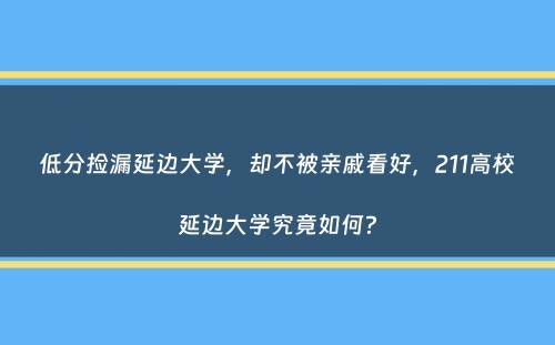 低分捡漏延边大学，却不被亲戚看好，211高校延边大学究竟如何？