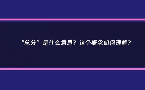 “总分”是什么意思？这个概念如何理解？