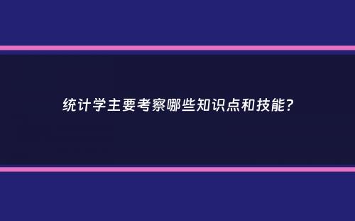 统计学主要考察哪些知识点和技能？