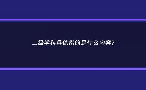 二级学科具体指的是什么内容？