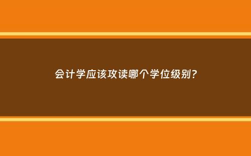 会计学应该攻读哪个学位级别？