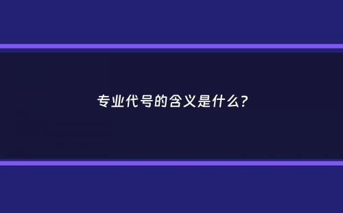 专业代号的含义是什么？