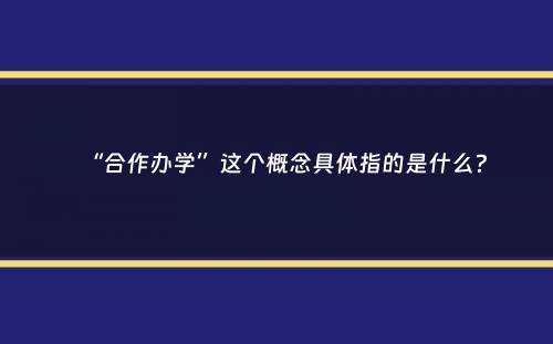 “合作办学”这个概念具体指的是什么？