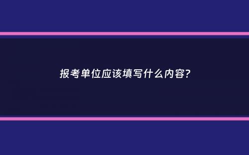 报考单位应该填写什么内容？