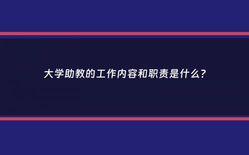 大学助教的工作内容和职责是什么？