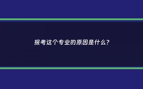 报考这个专业的原因是什么？