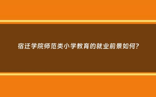 宿迁学院师范类小学教育的就业前景如何？