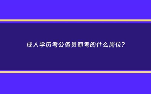 成人学历考公务员都考的什么岗位？