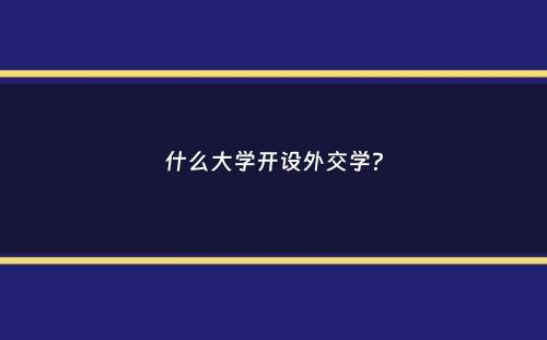 什么大学开设外交学？