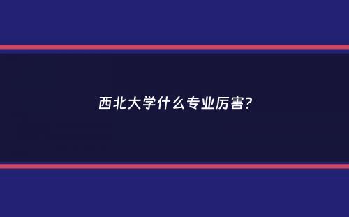 西北大学什么专业厉害？