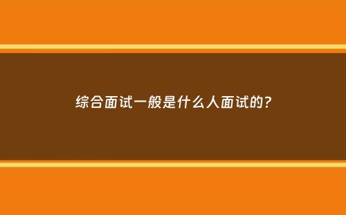 综合面试一般是什么人面试的？