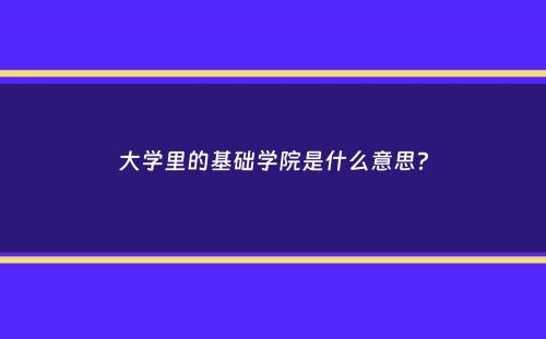 大学里的基础学院是什么意思？