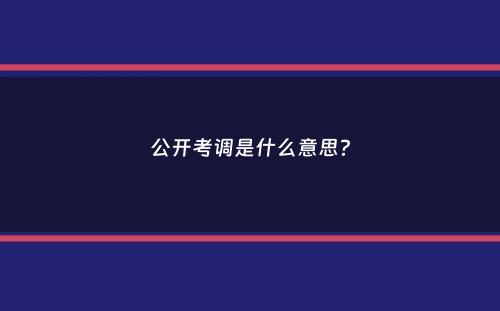 公开考调是什么意思？