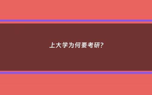 上大学为何要考研？