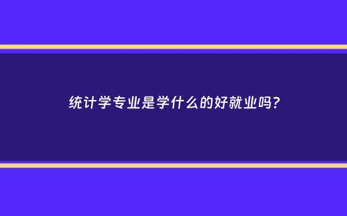 统计学专业是学什么的好就业吗？