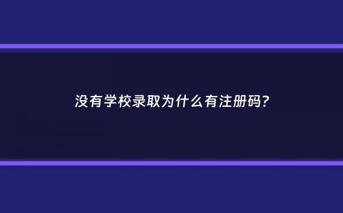 没有学校录取为什么有注册码？