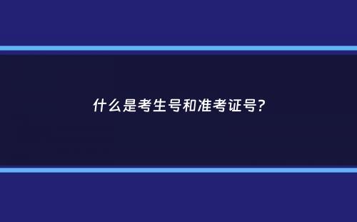 什么是考生号和准考证号？