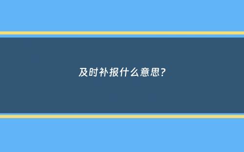 及时补报什么意思？